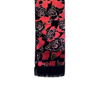 Whimsigoth Womens Burnout Roses Scarf Sheer Mesh Shawl Wrap Fringe Ethereal